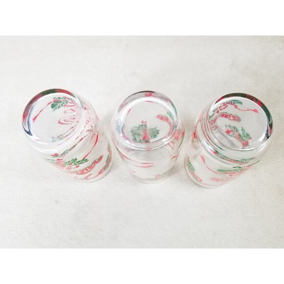 Coca Cola Classic Christmas Drinking Glass 16oz Valentino's Pizza 7" Vintage x3 - Picture 11 of 12